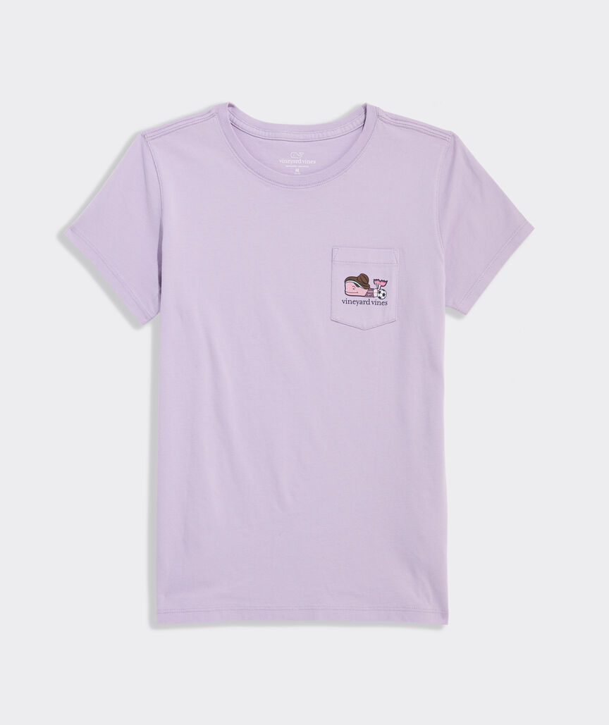 Girls' Soccer Player Whale Short-Sleeve Pocket Tee