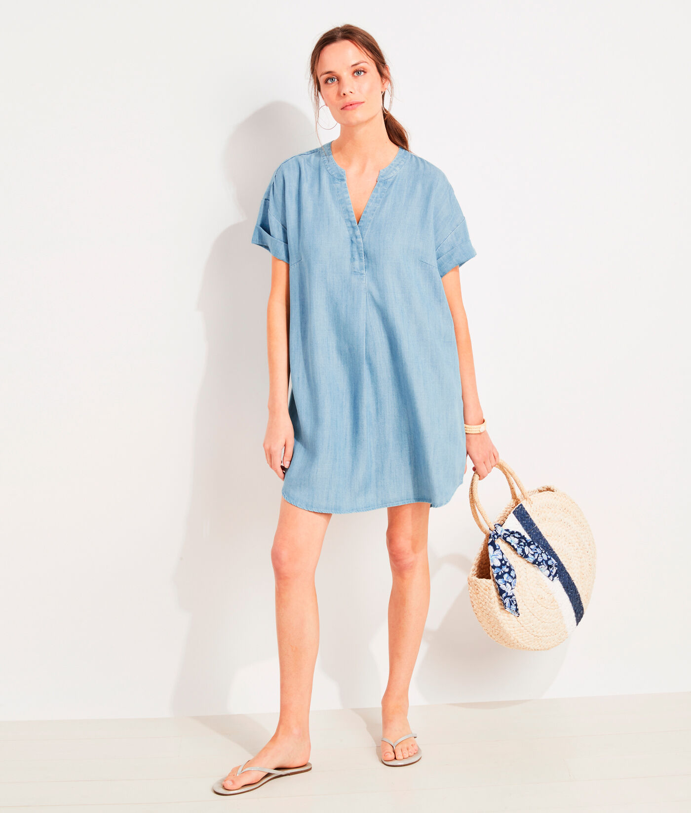 Chambray Easy Tunic Dress at vineyard vines