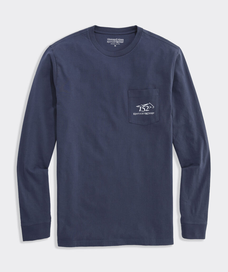 Kentucky Derby Across The Finish Line Long-Sleeve Pocket Tee