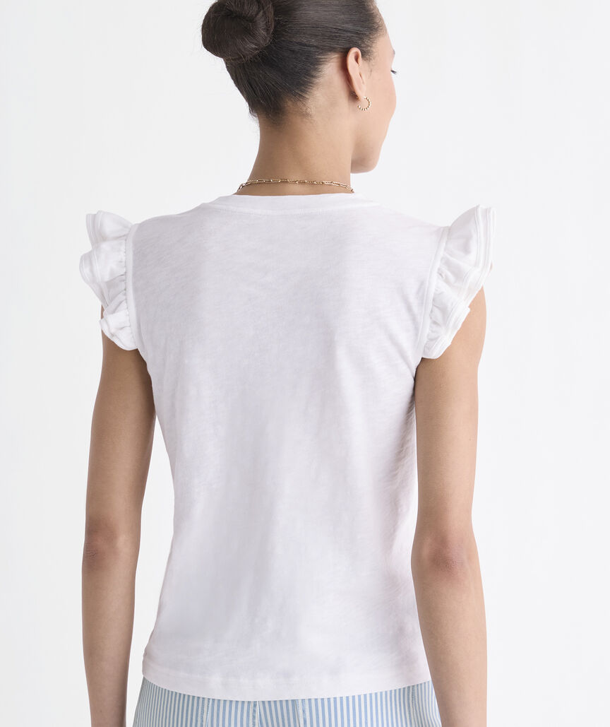 Flutter-Sleeve Slub Jersey Top