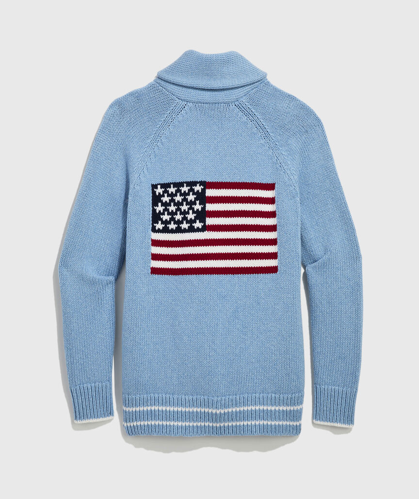 Flag Intarsia Shawl Cardigan