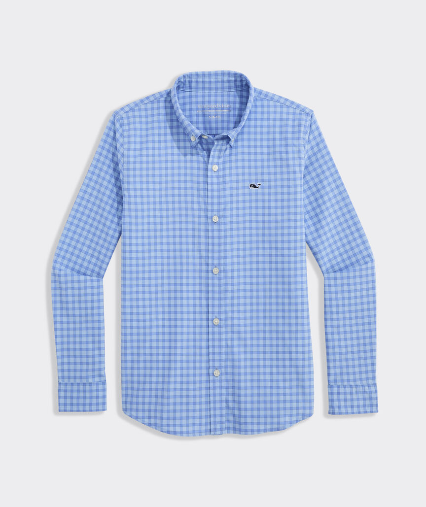 Boys' Lemon Shark Gingham Featherweight Performance Shirt