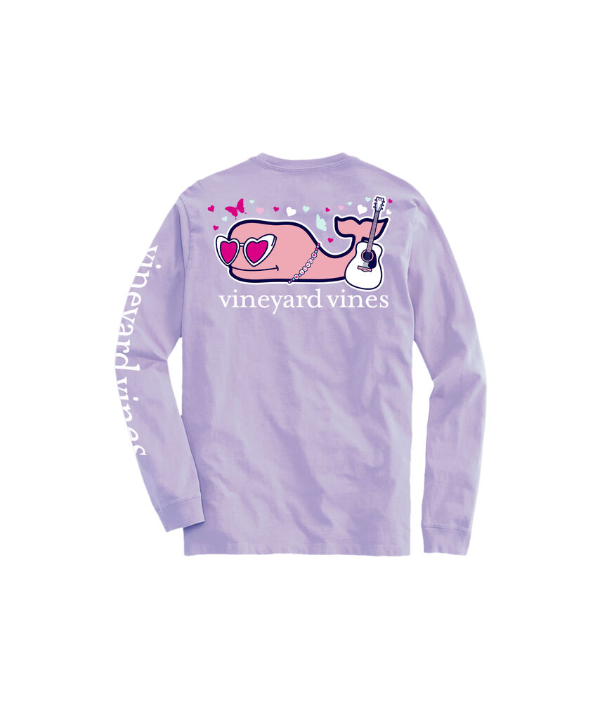 OUTLET Girls' Pop Star Glitter Whale Long-Sleeve Pocket Tee
