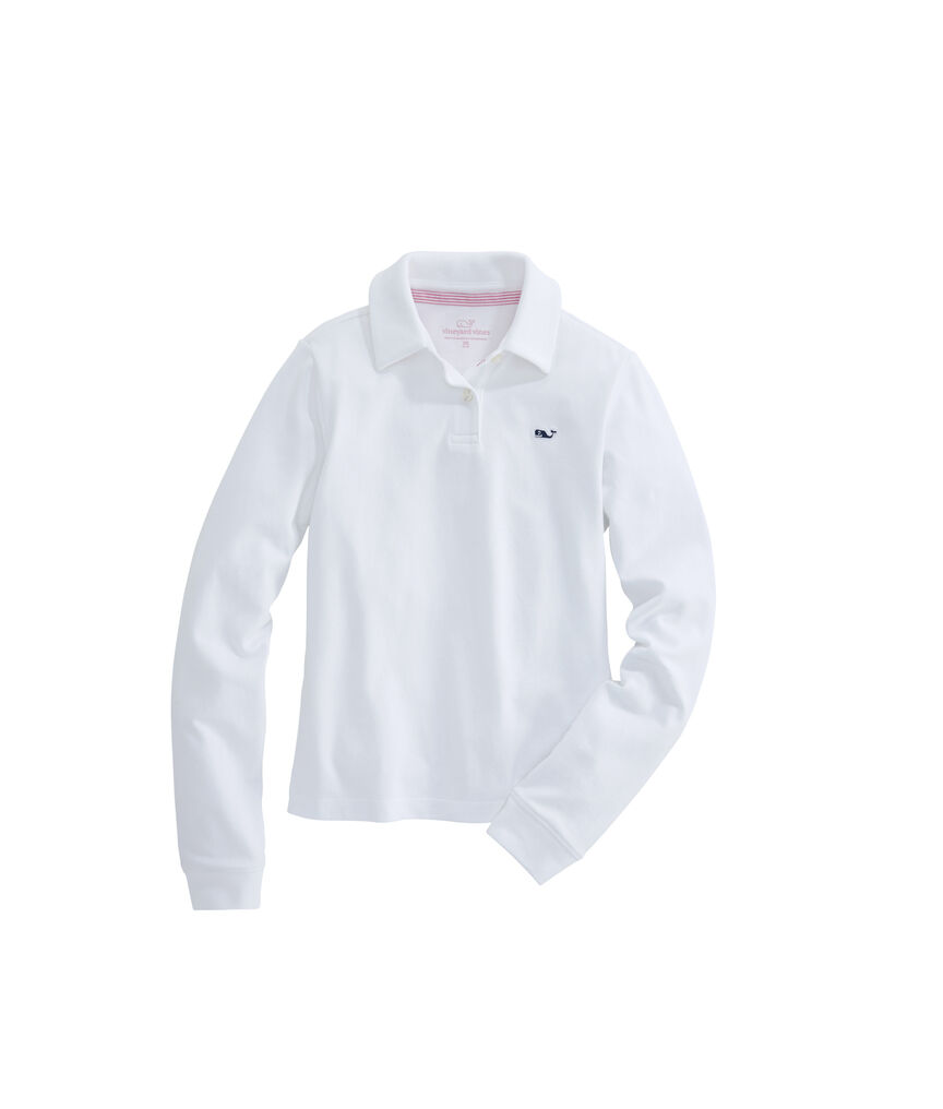 Girls Long-Sleeve Solid Pique Club Polo