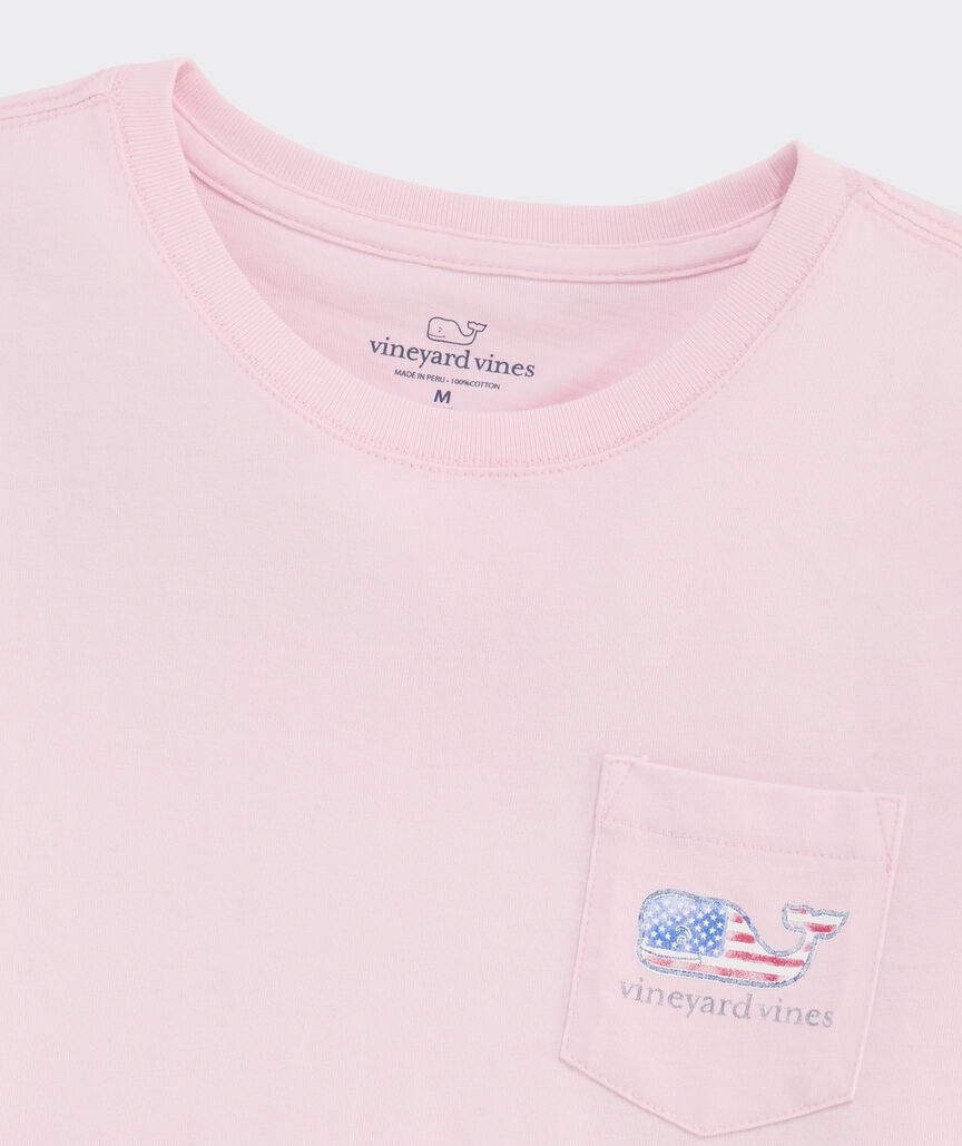 Girls' Water Color Flag Whale Short-Sleeve Pocket Tee