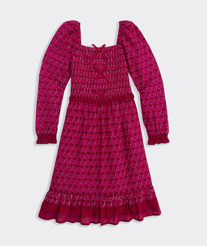 Girls' Lena Smocked Bow Dress