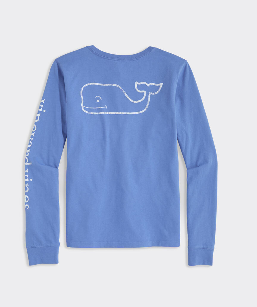 Girls' Vintage Whale Long-Sleeve Pocket Tee