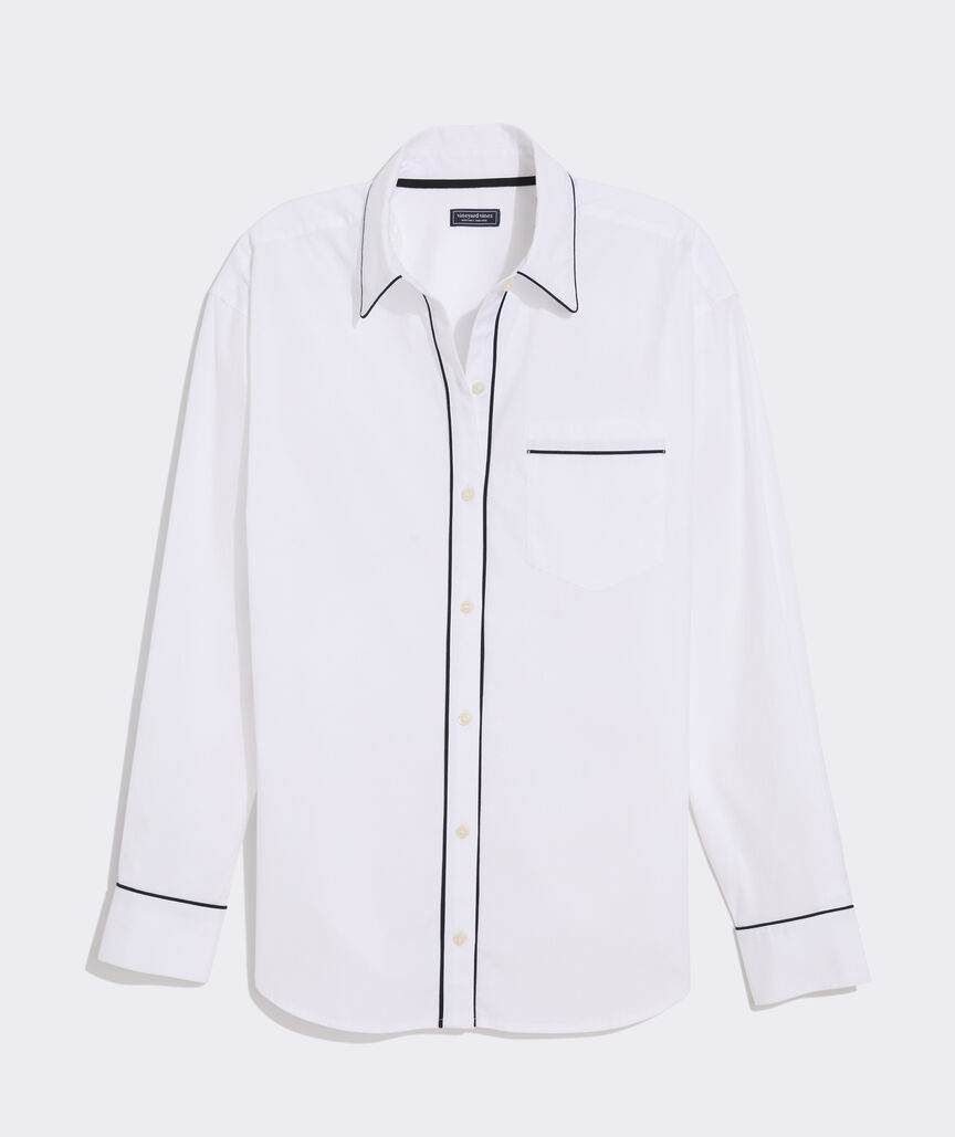 Birdie Piped Poplin Button-Down