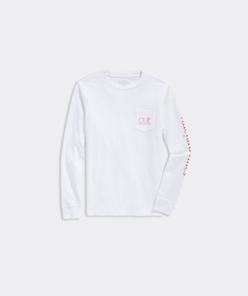 Boys' Long-Sleeve Vintage Baseball Whale Pocket Tee