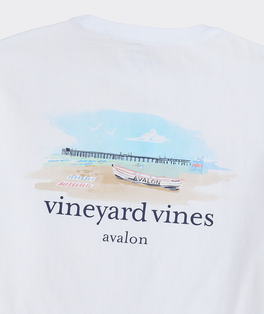 Mens Short-Sleeve T-Shirt Painted Beach Scene Short-Sleeve - Avalon