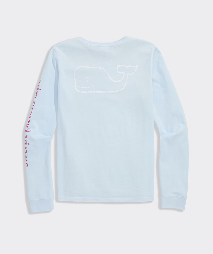 Girls' Garment-Dyed Vintage Whale Long-Sleeve Pocket Tee