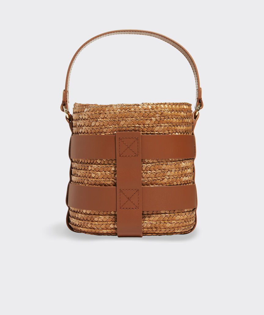 Shop Leather Caged Straw Bucket Bag at vineyard vines
