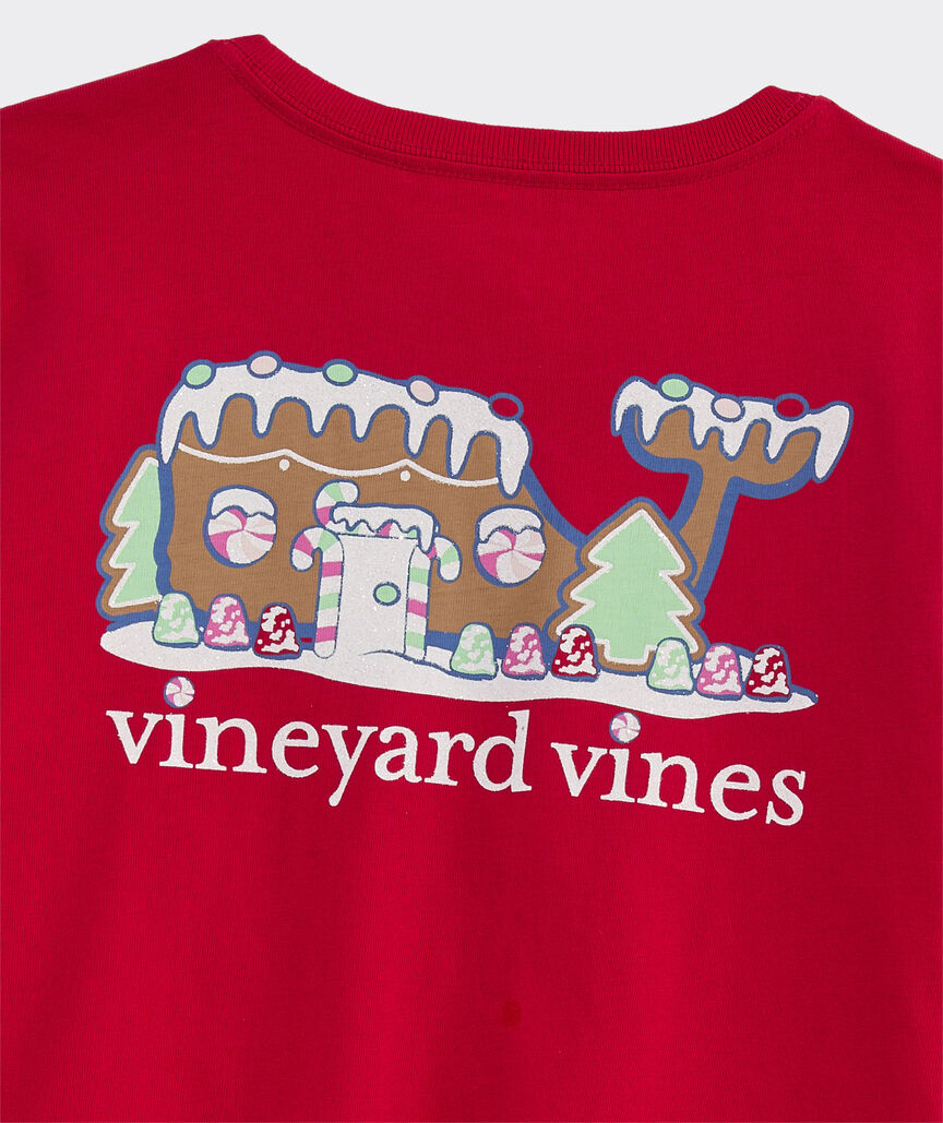Girls' Glitter Gingerbread House Whale Long-Sleeve Pocket Tee