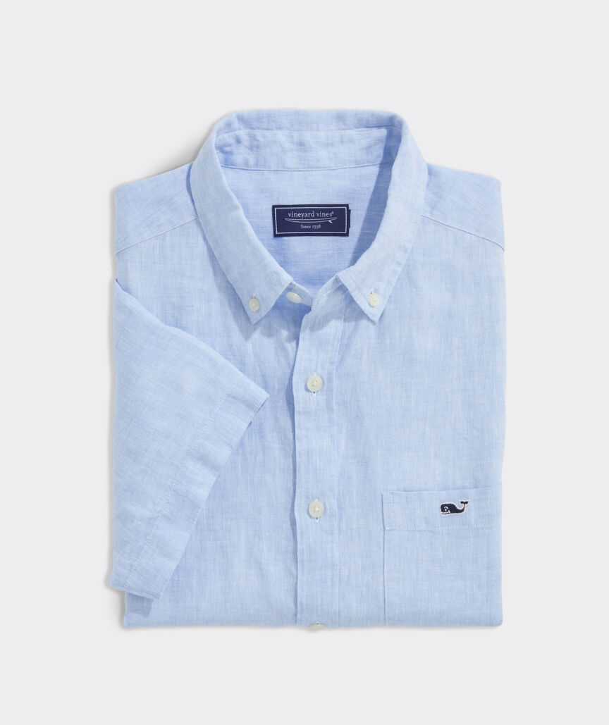 Linen Short-Sleeve Solid Shirt