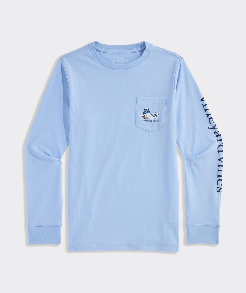 Boys' Snowman Whale Long-Sleeve Pocket Tee