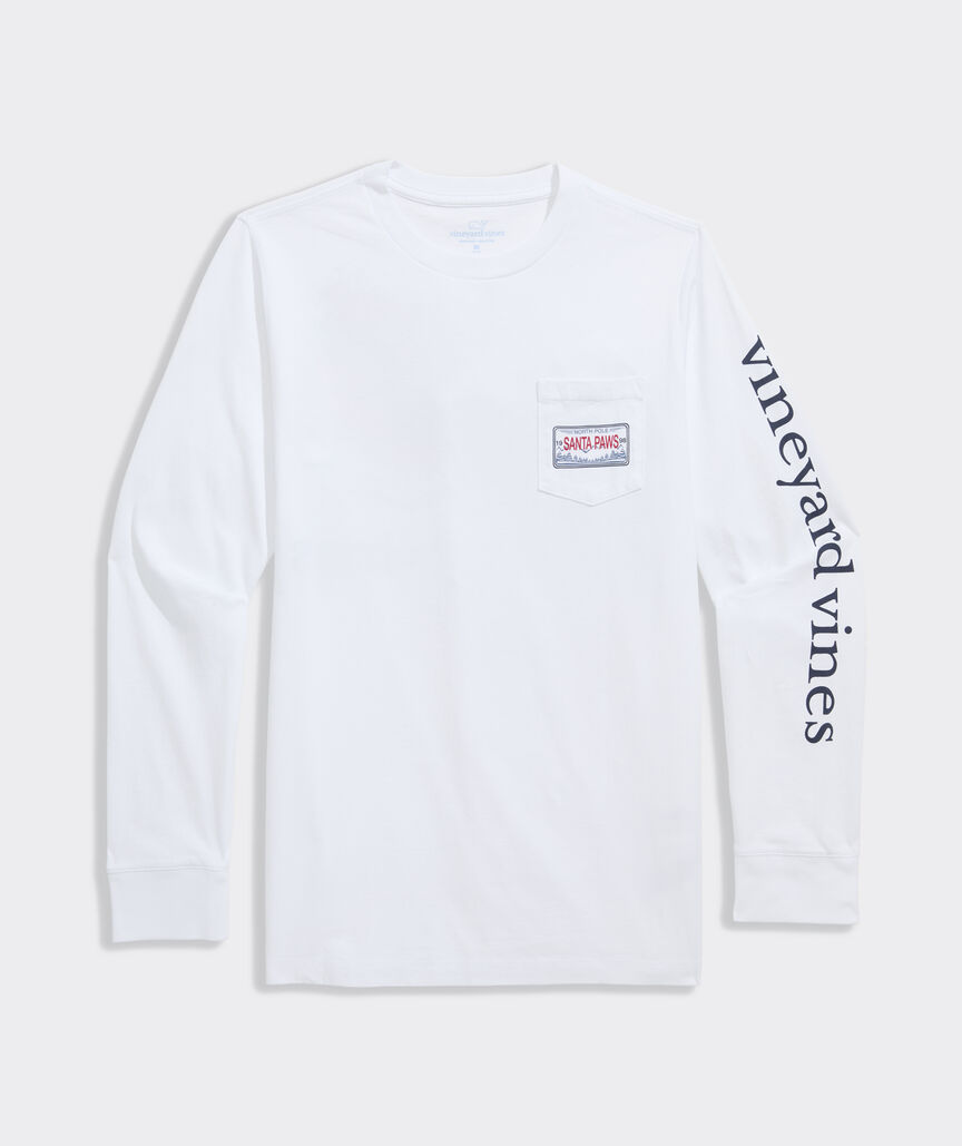 Boys' Santa Dog Sleigh Long-Sleeve Pocket Tee