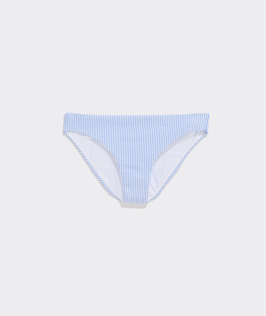 Seacrest Seersucker Low-Rise Bikini Bottom