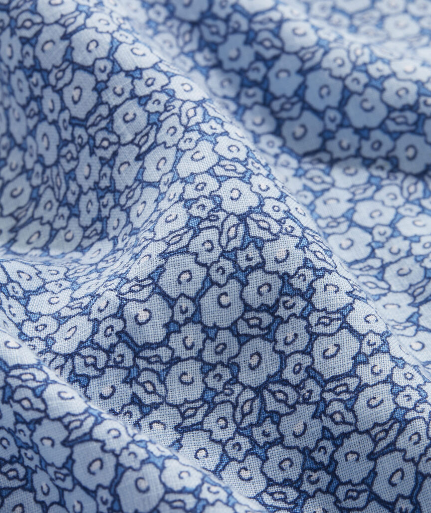 Linen Short-Sleeve Micro Floral Shirt