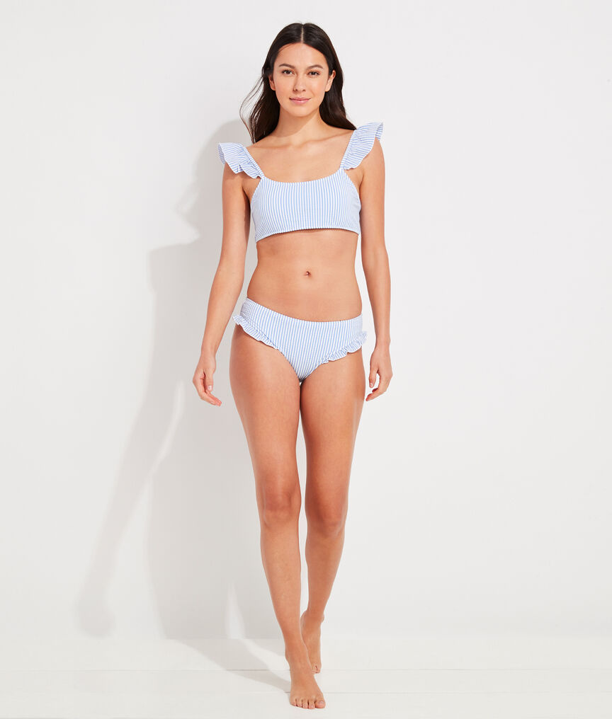 Seersucker Ruffle Bikini Top