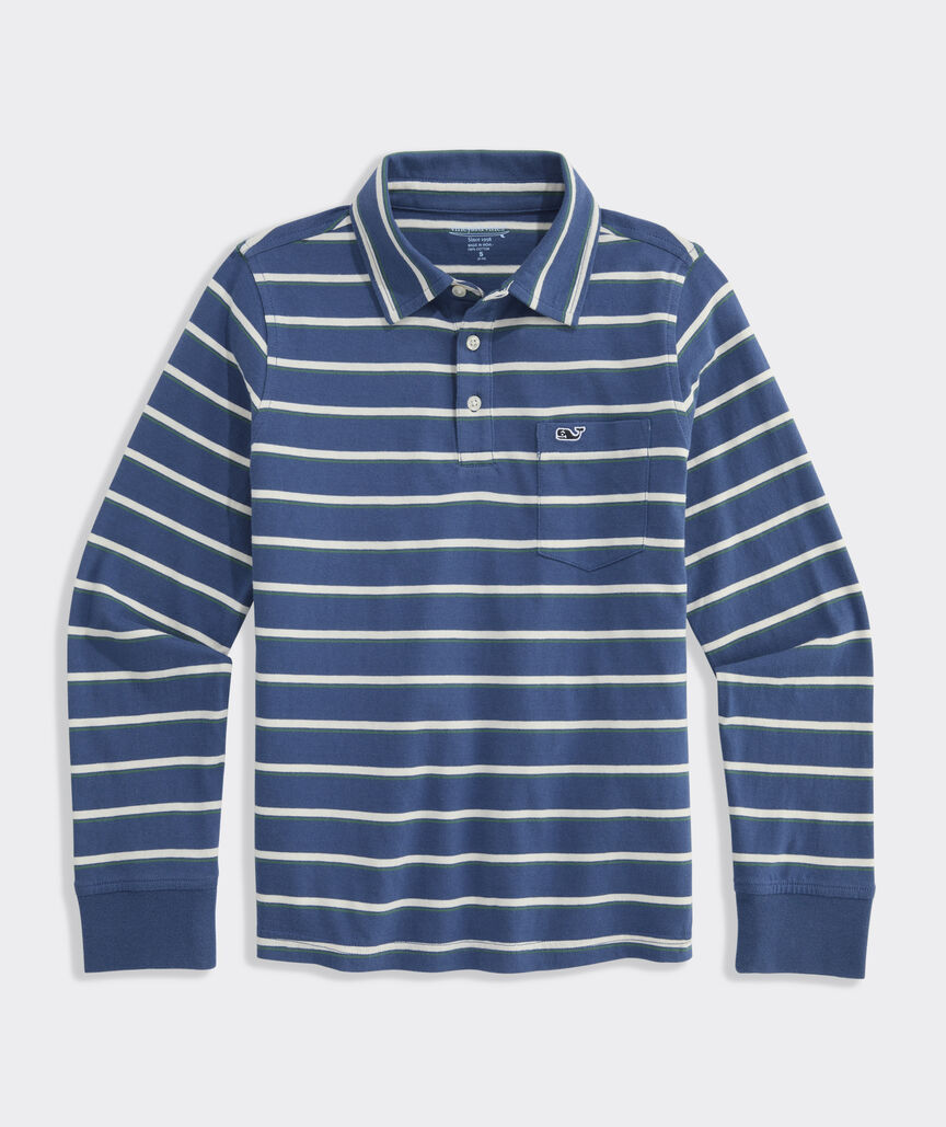 Boys' Striped Surf Long-Sleeve Polo