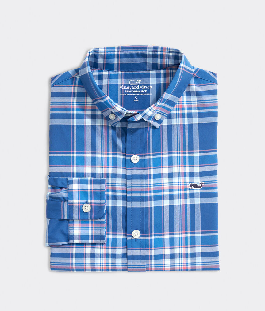 Boys' Palmo On-The-Go Performance Whale Button-Down Shirt