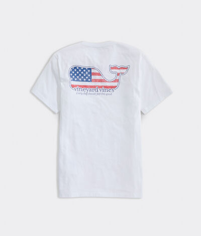 Vineyard Vines Americana Whale Short-Sleeve Pocket T-Shirt (White) (Size: Medium)