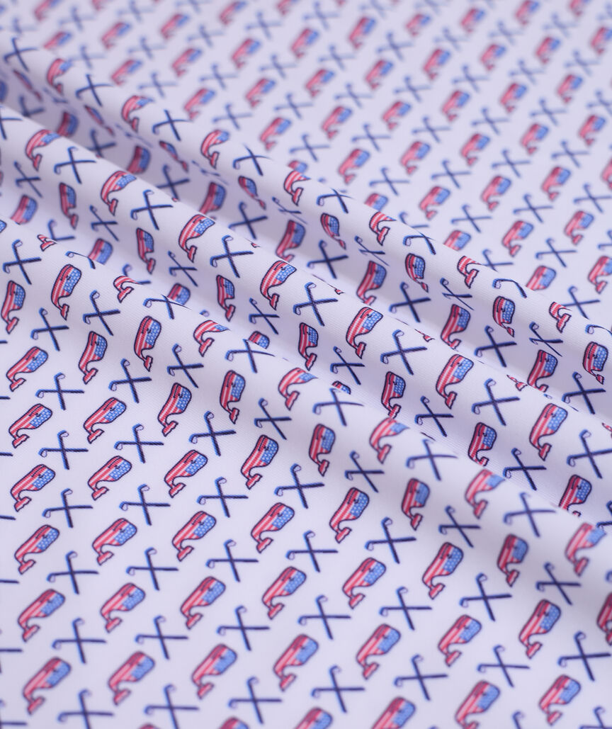 OUTLET Piped Printed Sleeveless Performance Popover Polo