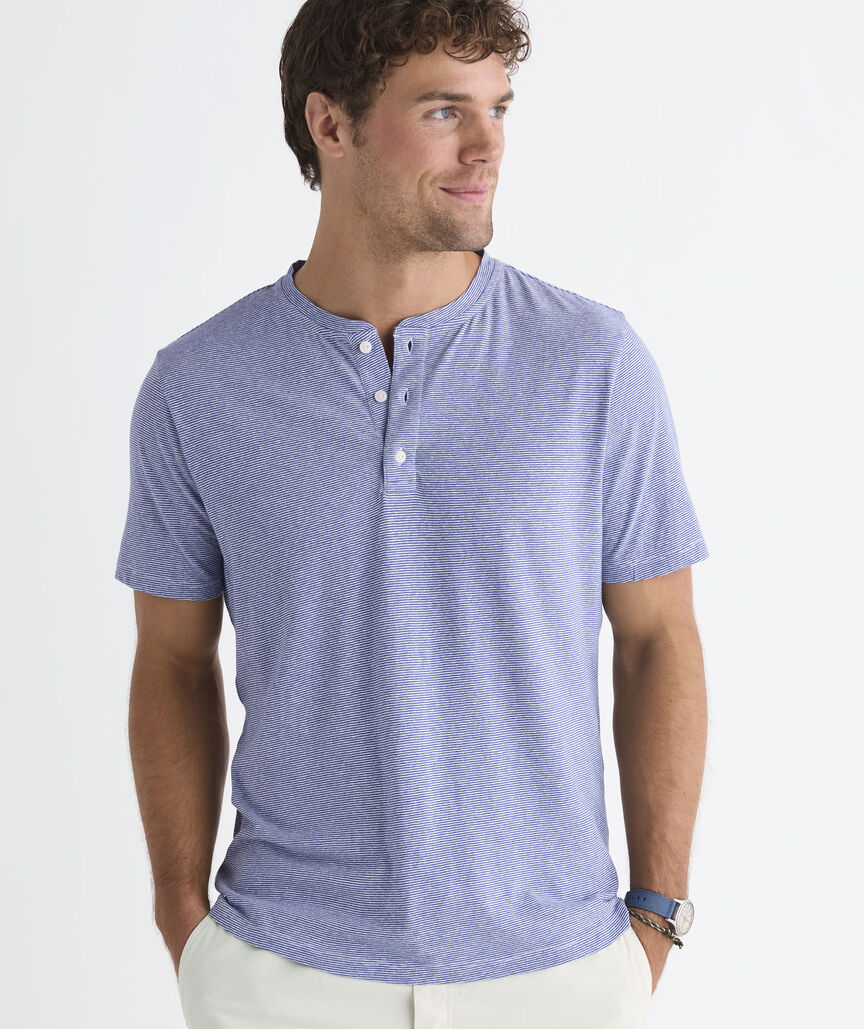 Cotton Linen Short-Sleeve Henley