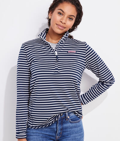Vineyard Vines Striped Sankaty Shep Shirt Pullover (Blue Stripe) (Size: Small)