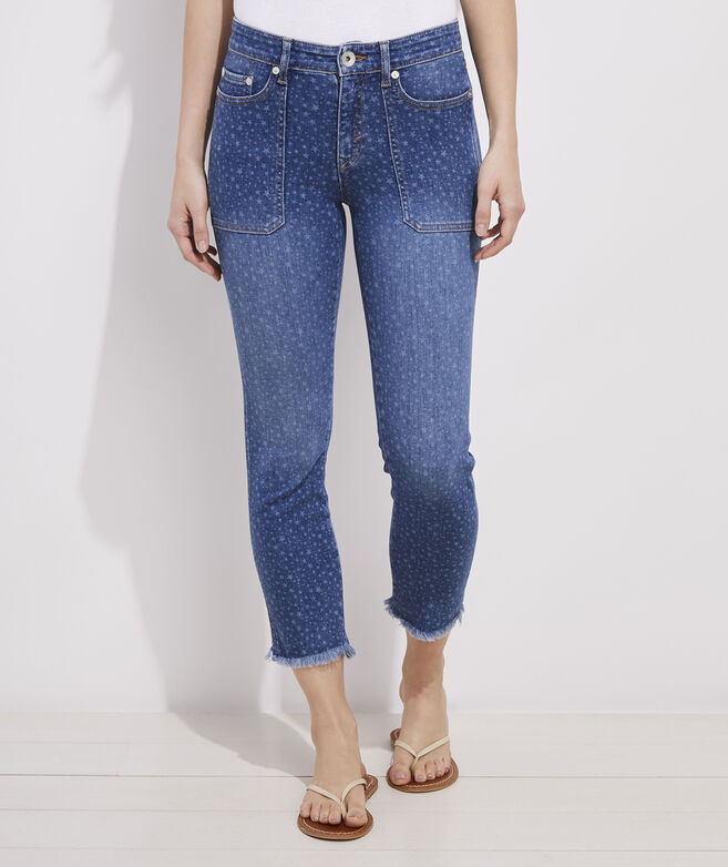 Straight Crop Star Print Jamie Jeans