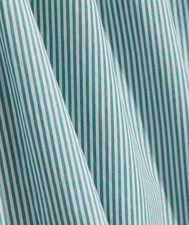 Striped Tiered Ruffle-Neck Dress
