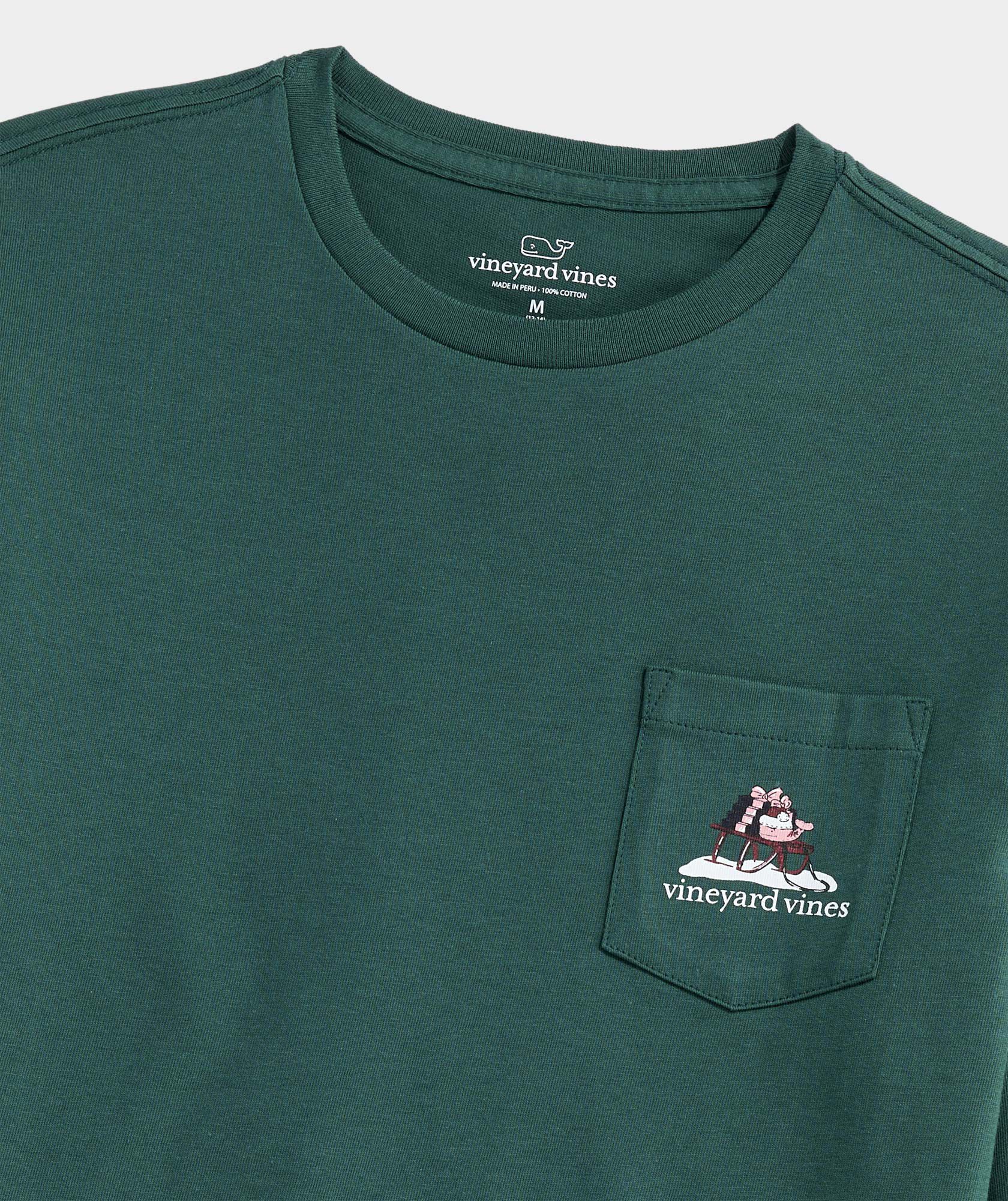 Boys' Santa's Sleigh Pup Long-Sleeve Pocket Tee