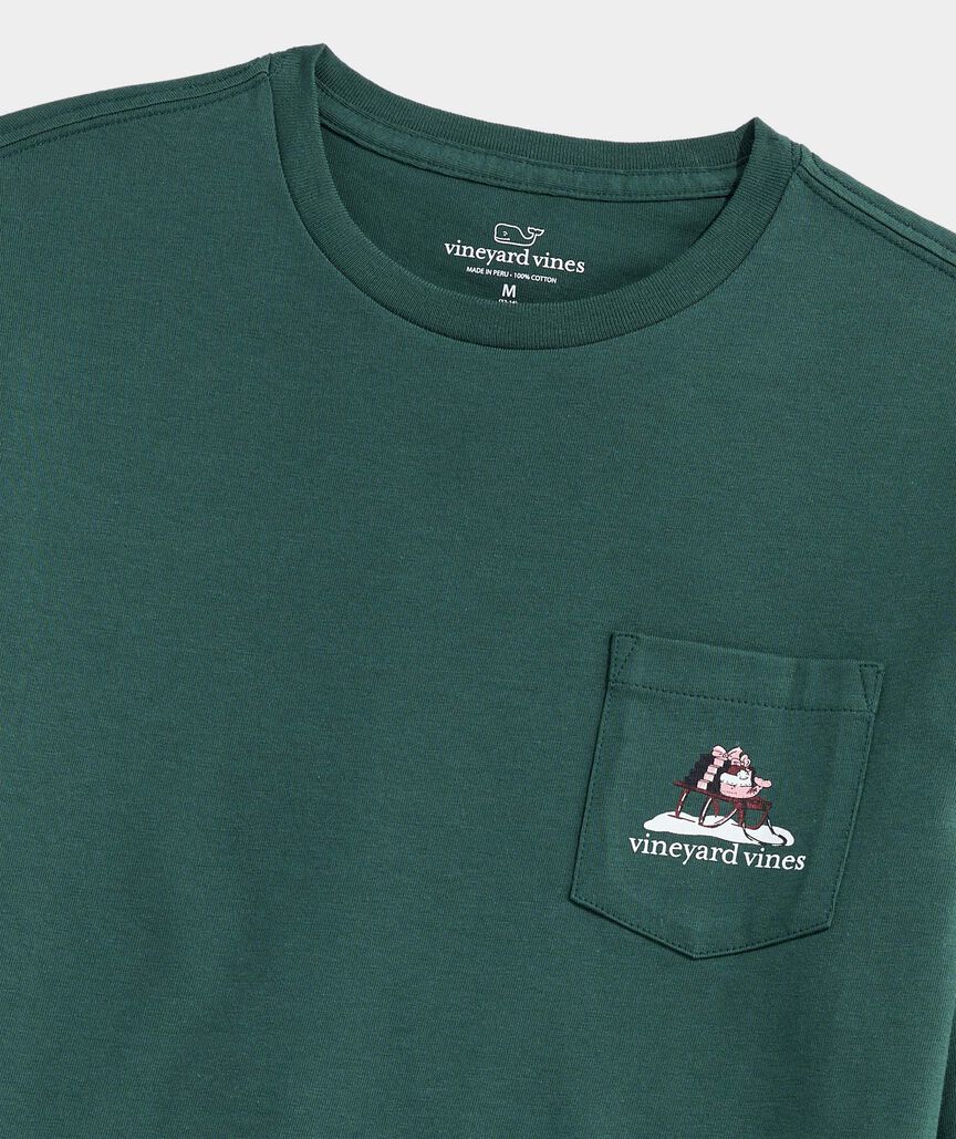 Boys' Santa's Sleigh Pup Long-Sleeve Pocket Tee