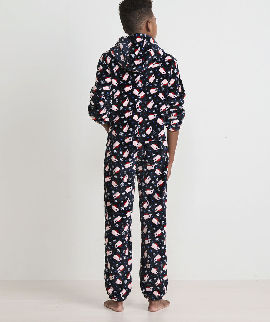 Kids' Hooded High-Pile One-Piece Pajamas