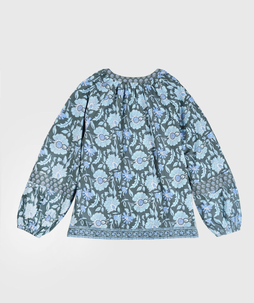 OUTLET Printed Long-Sleeve Popover Top
