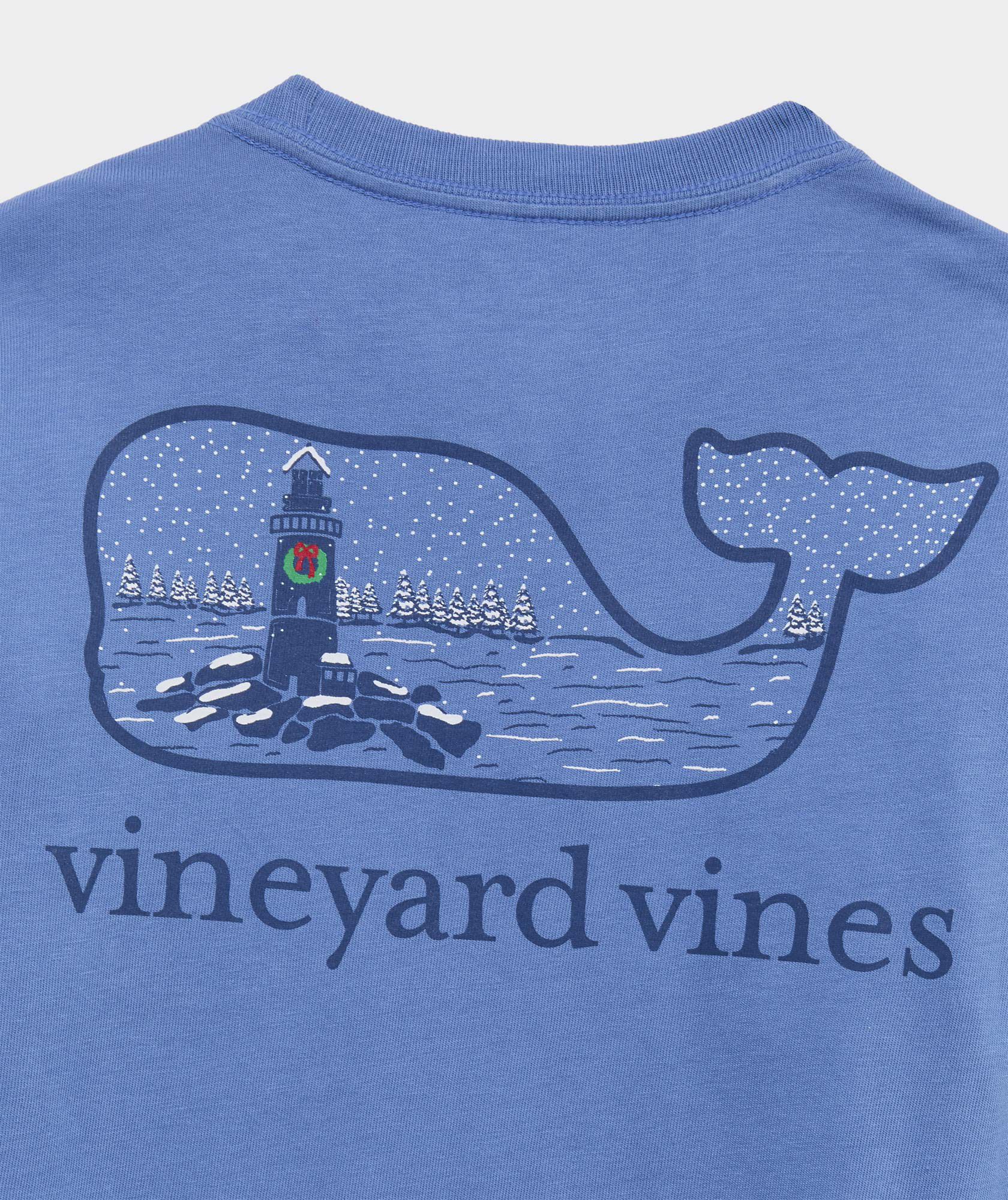 Boys' Snowy Lighthouse Whale Long-Sleeve Pocket Tee