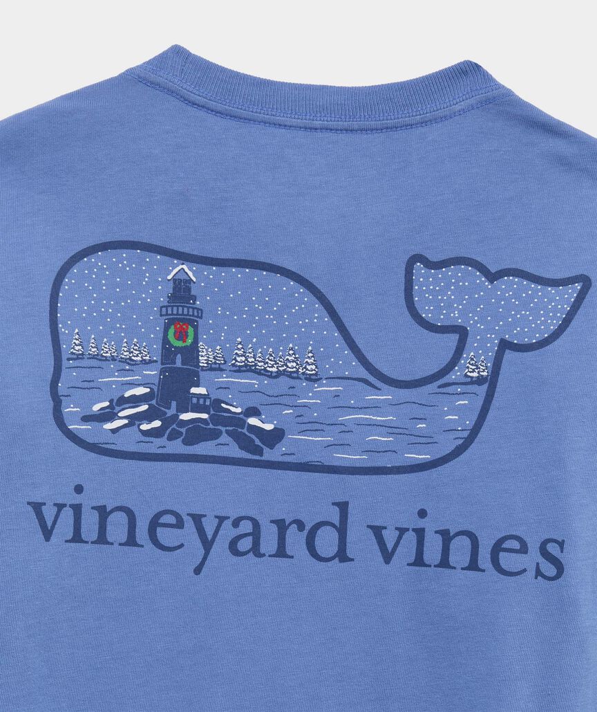 Boys' Snowy Lighthouse Whale Long-Sleeve Pocket Tee