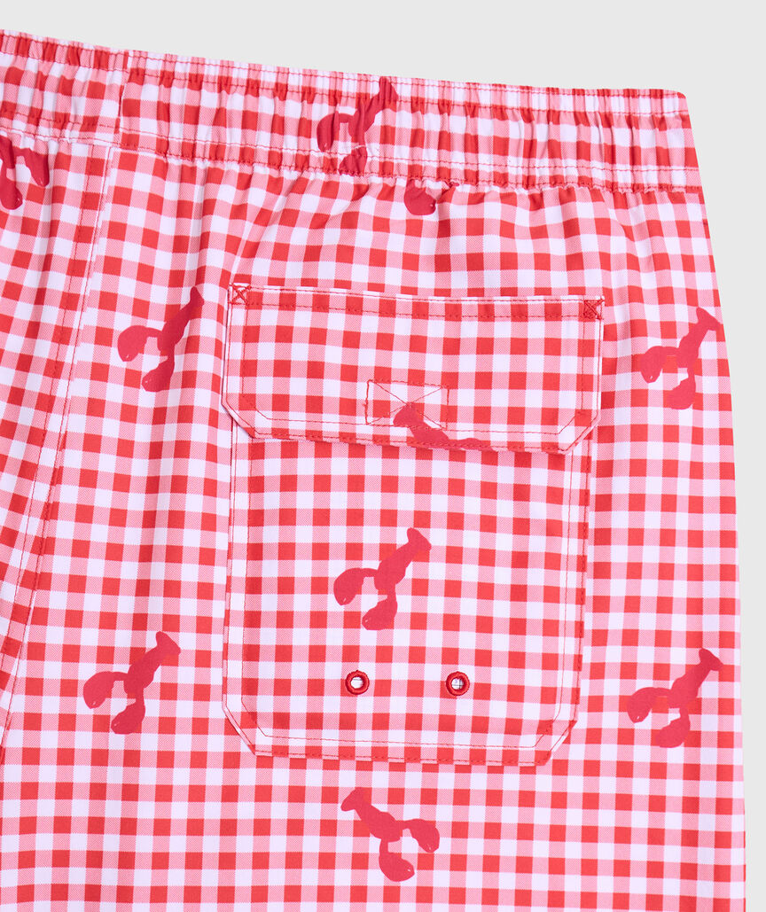 OUTLET 5 Inch Lobster Toss Gingham Chappy Swim Trunks