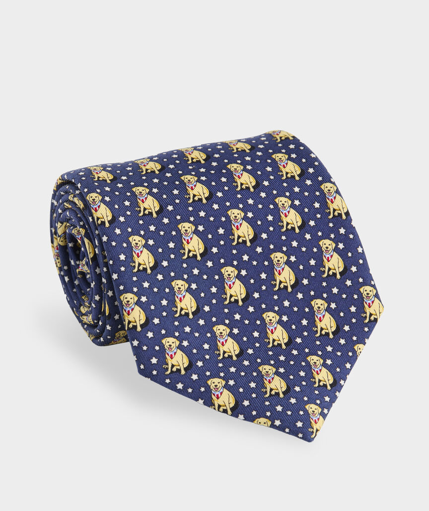 Paw-triotic Pup Silk Tie