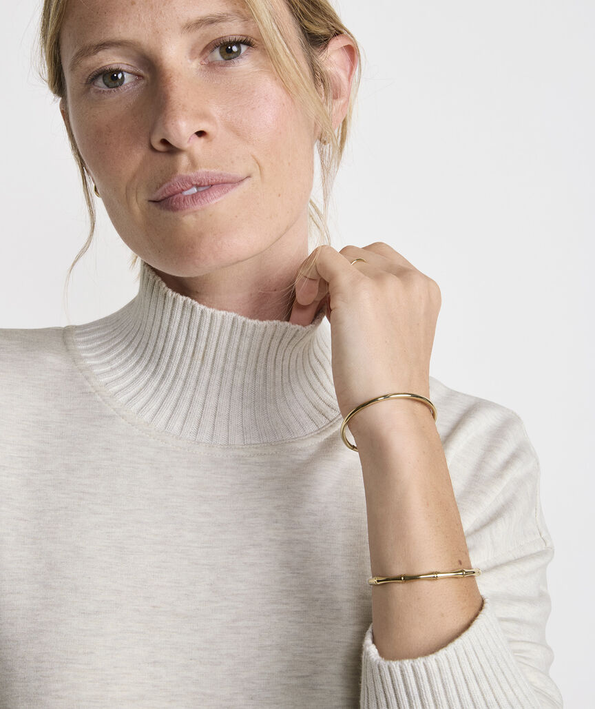 Dreamcloth® Ribbed Trim Funnel-Neck Pullover