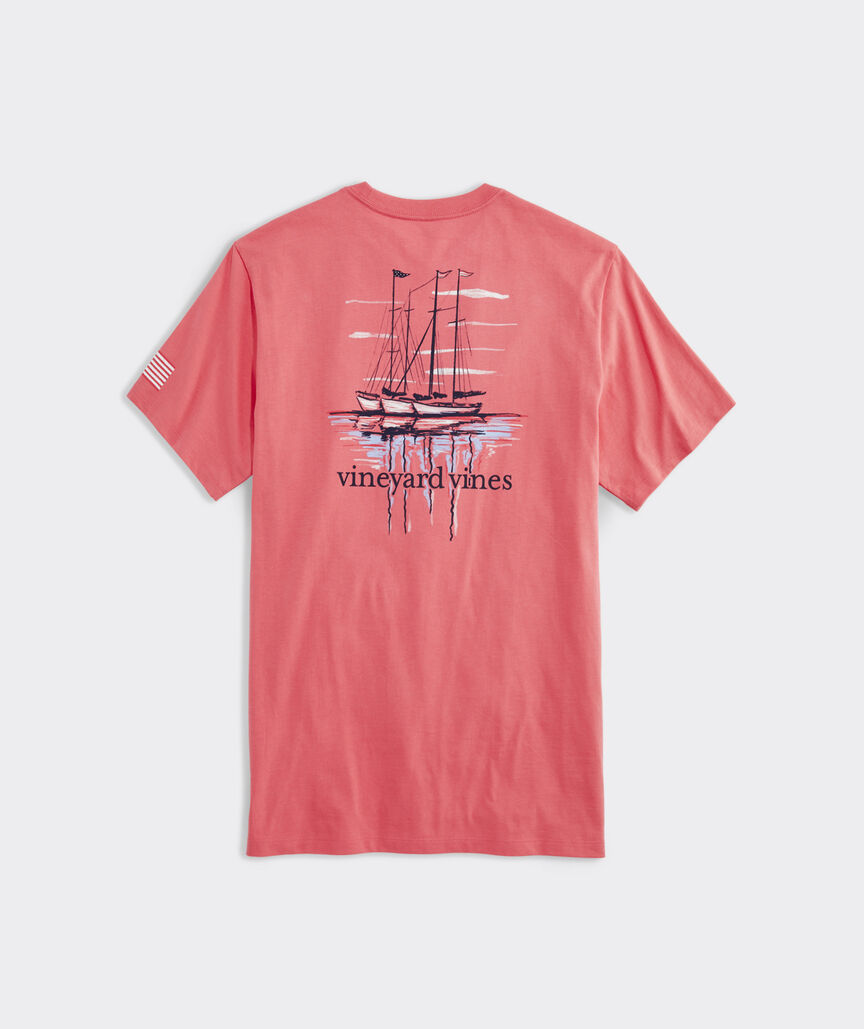 OUTLET USA Painted Sailboat Reflection Short-Sleeve Tee