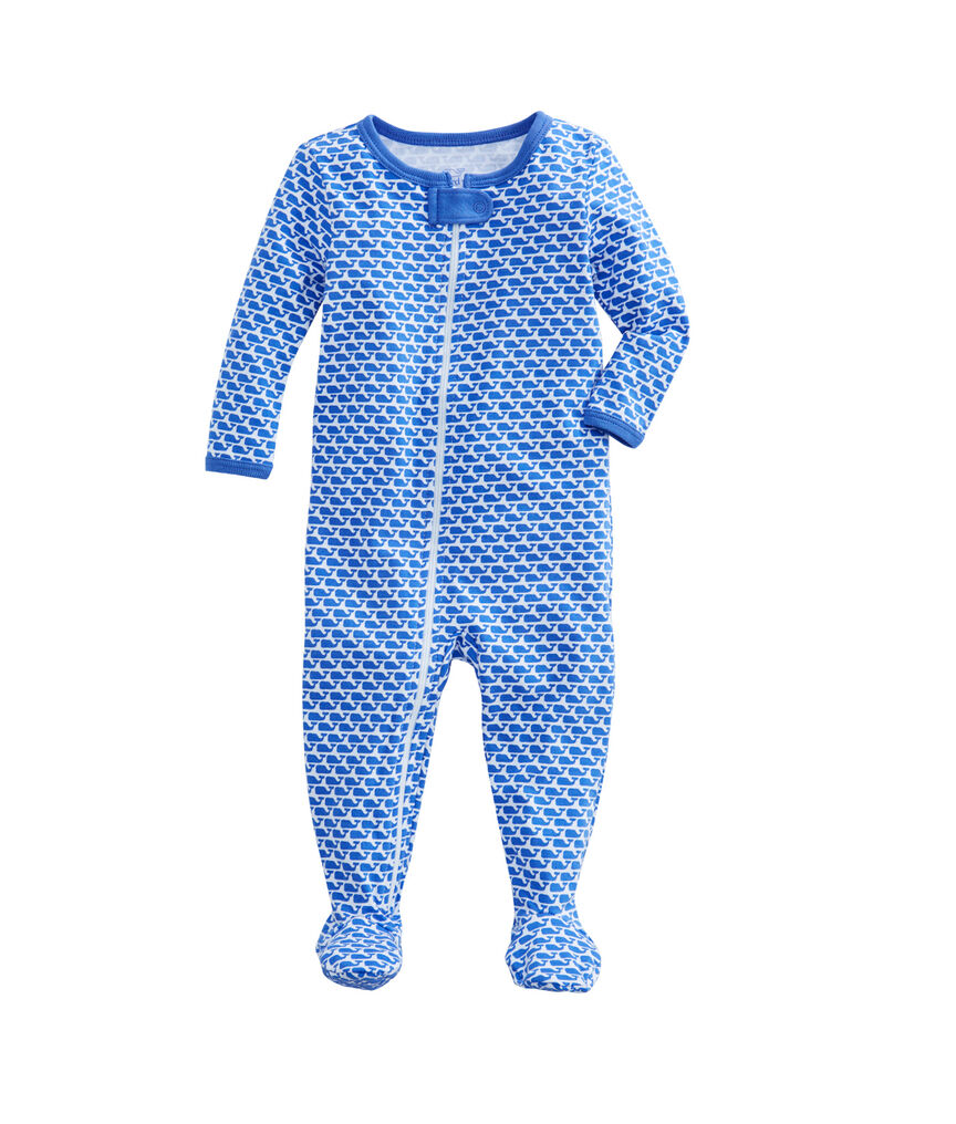 All Over Whale Zip Footed Onesie