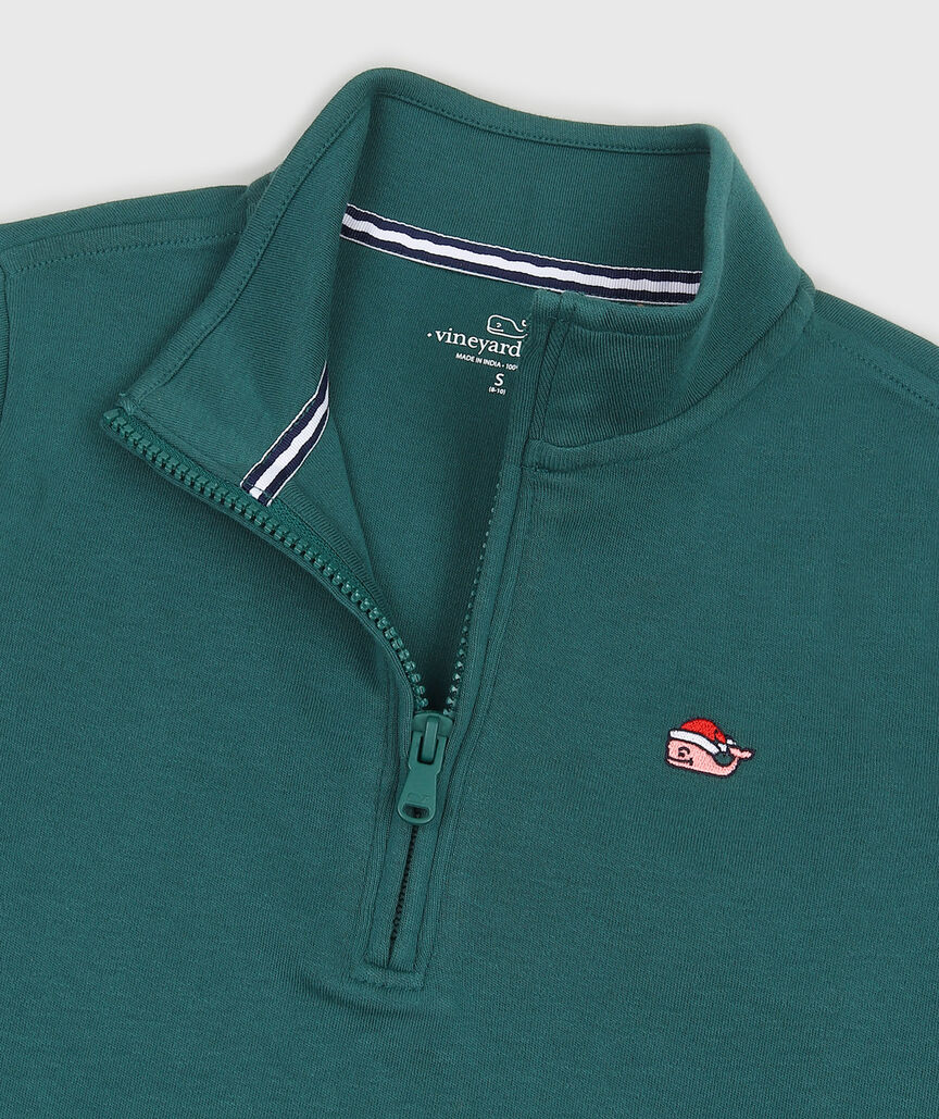 OUTLET Boys' Santa Whale Embroidered Jersey Half-Zip