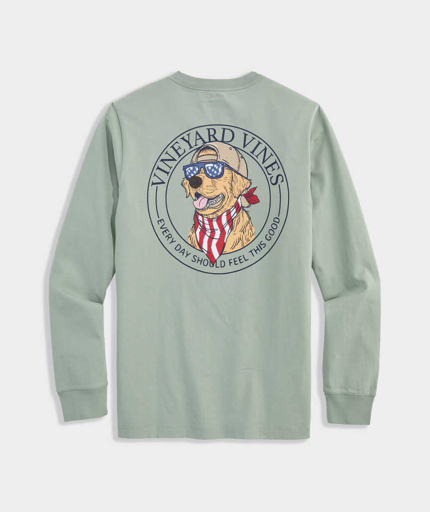 Boys' America Dog Long-Sleeve Pocket Tee