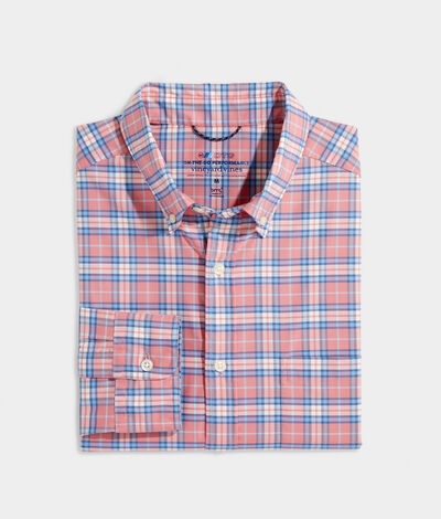 Vineyard Vines On-The-Go brrr° Plaid Shirt (Pink) (Size: Medium)