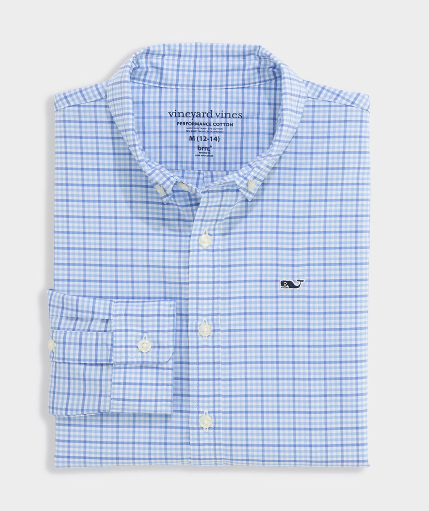 Boys' Catamaran Check Performance Cotton Shirt