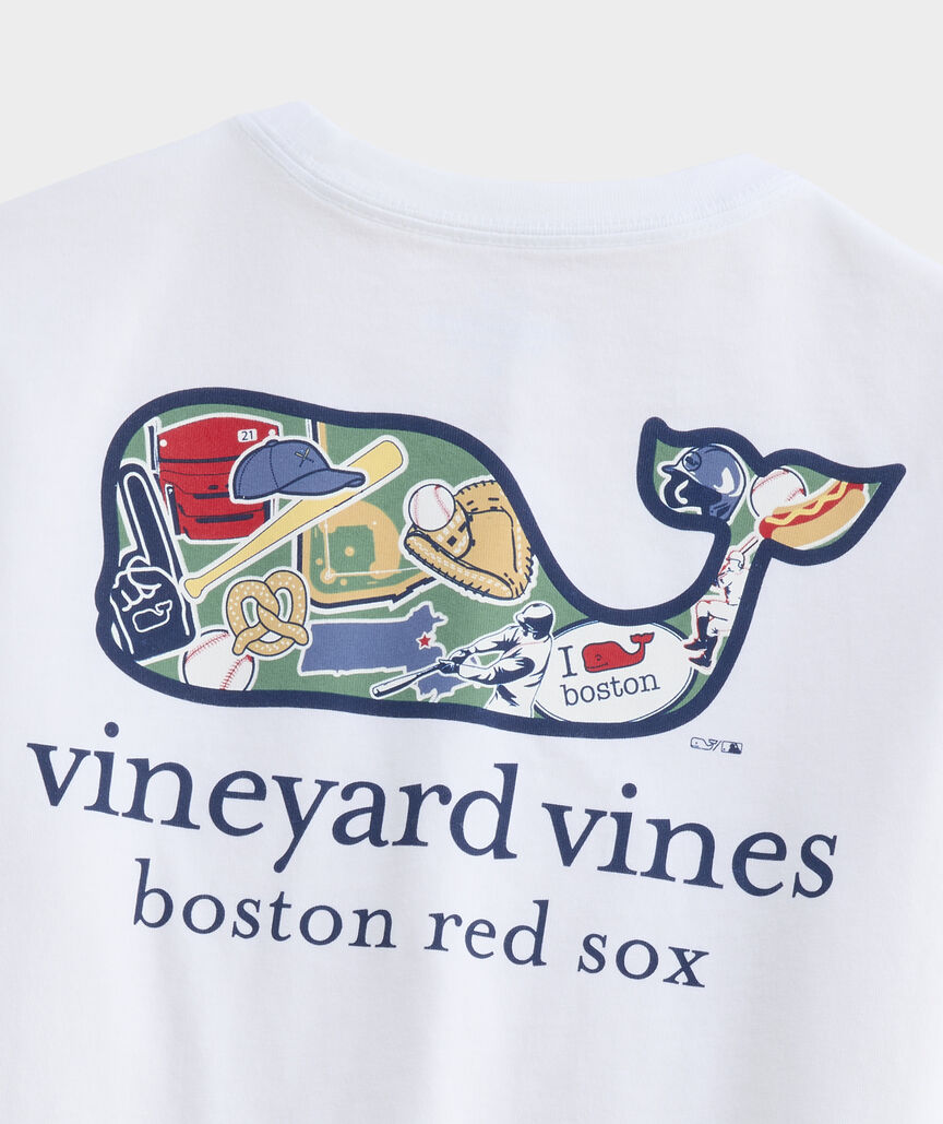 Kids' Boston Red Sox Long-Sleeve Sticker Whale Fill Pocket T-Shirt