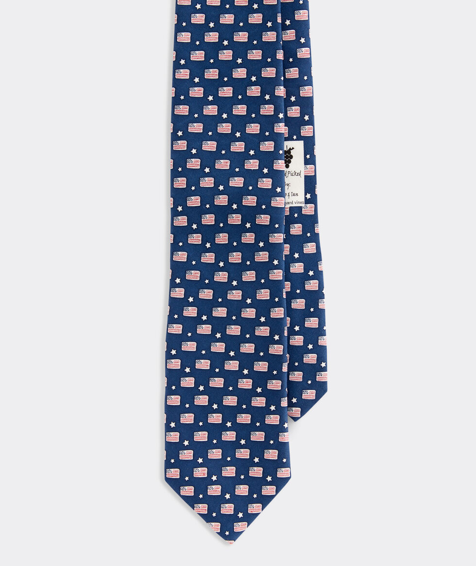 Men's Ties Flags & Stars Printed Silk Tie for Men Vineyard Vines