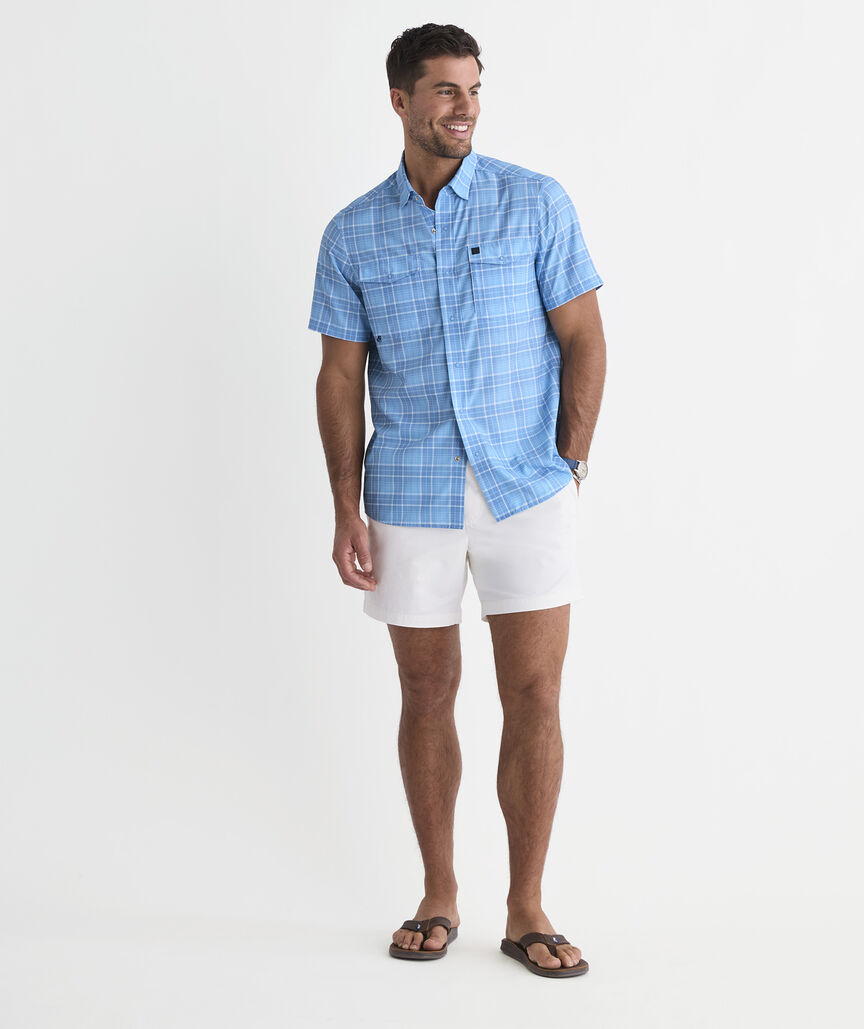 Performance Pigeon Key Plaid Short-Sleeve Harbor Shirt