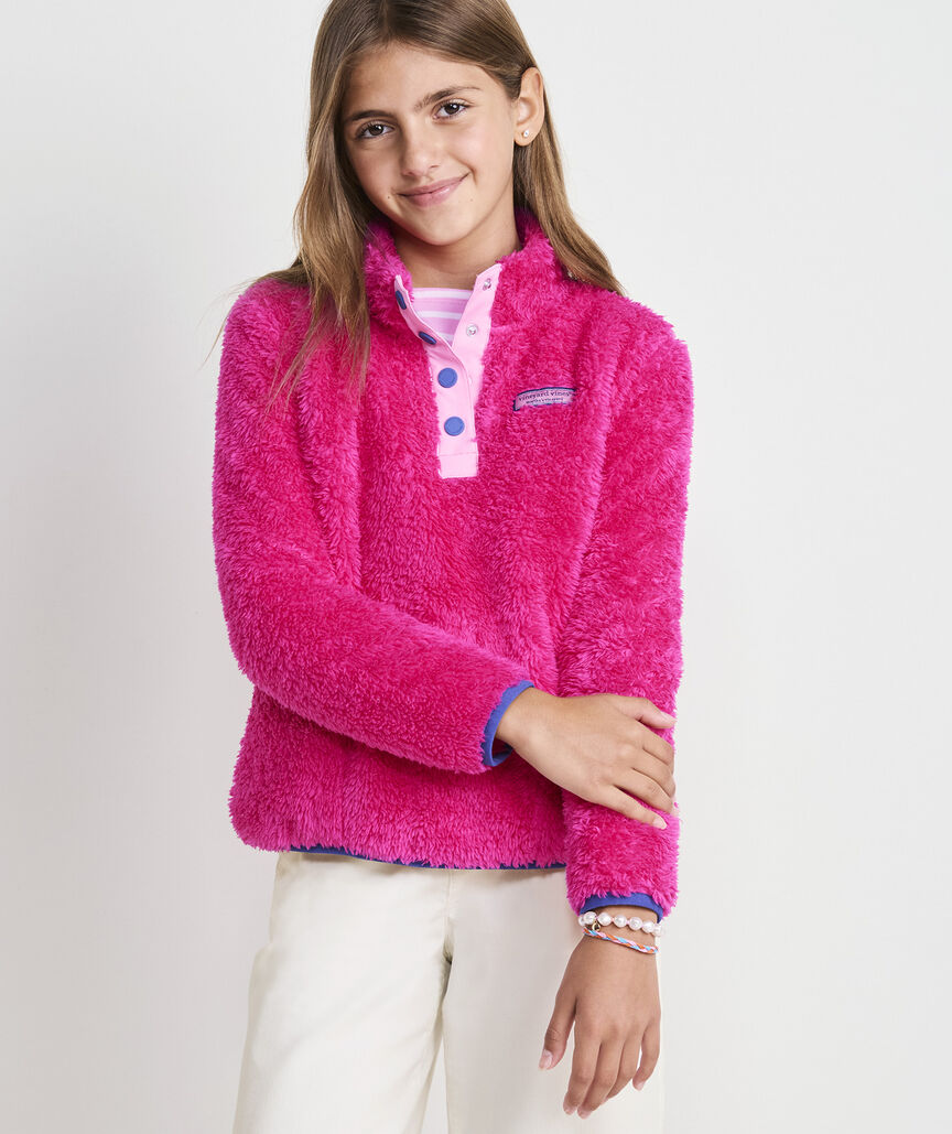 Girls' Teddy Fleece Snap Pullover